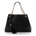 Pebbled Calfskin Medium Soho Chain Shoulder Bag Black