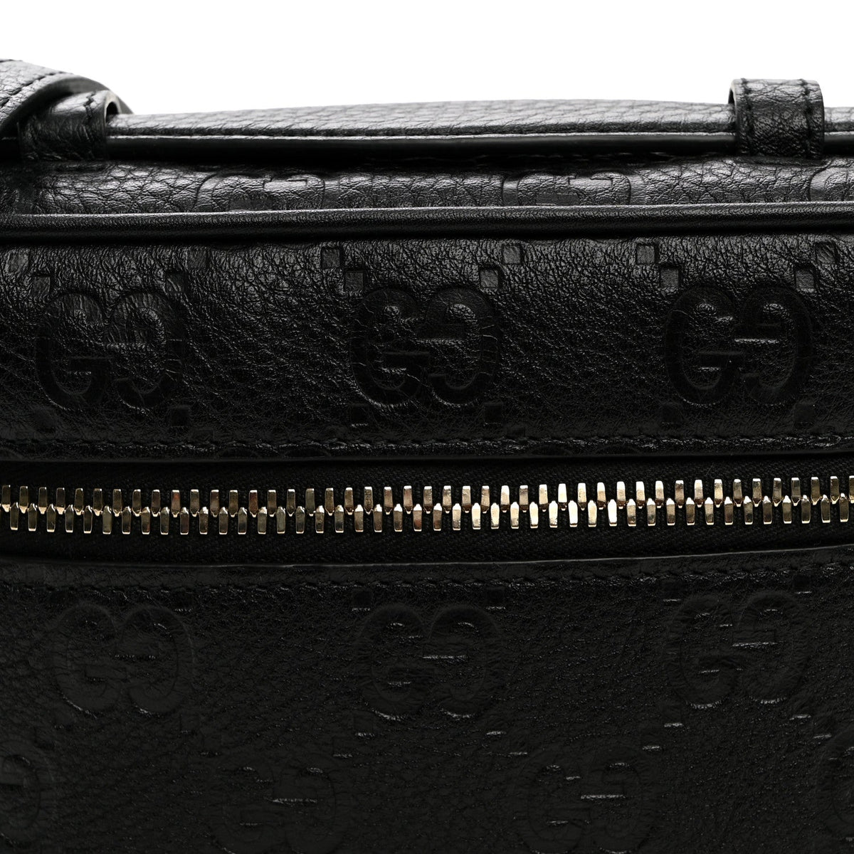 GG Calfskin Embossed Emblem Super MIni Crossbody Bag Black
