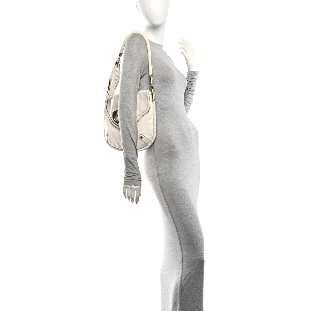 Calfskin Medium Britt Tassel Shoulder Bag Ivory
