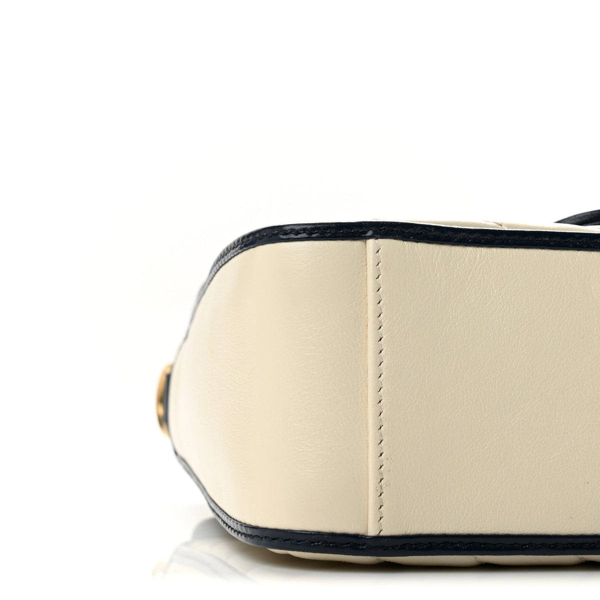 Vintage Effect Calfskin Matelasse Diagonal Mini Torchon GG Marmont Top Handle Shoulder Bag Mystic White Blue Agata