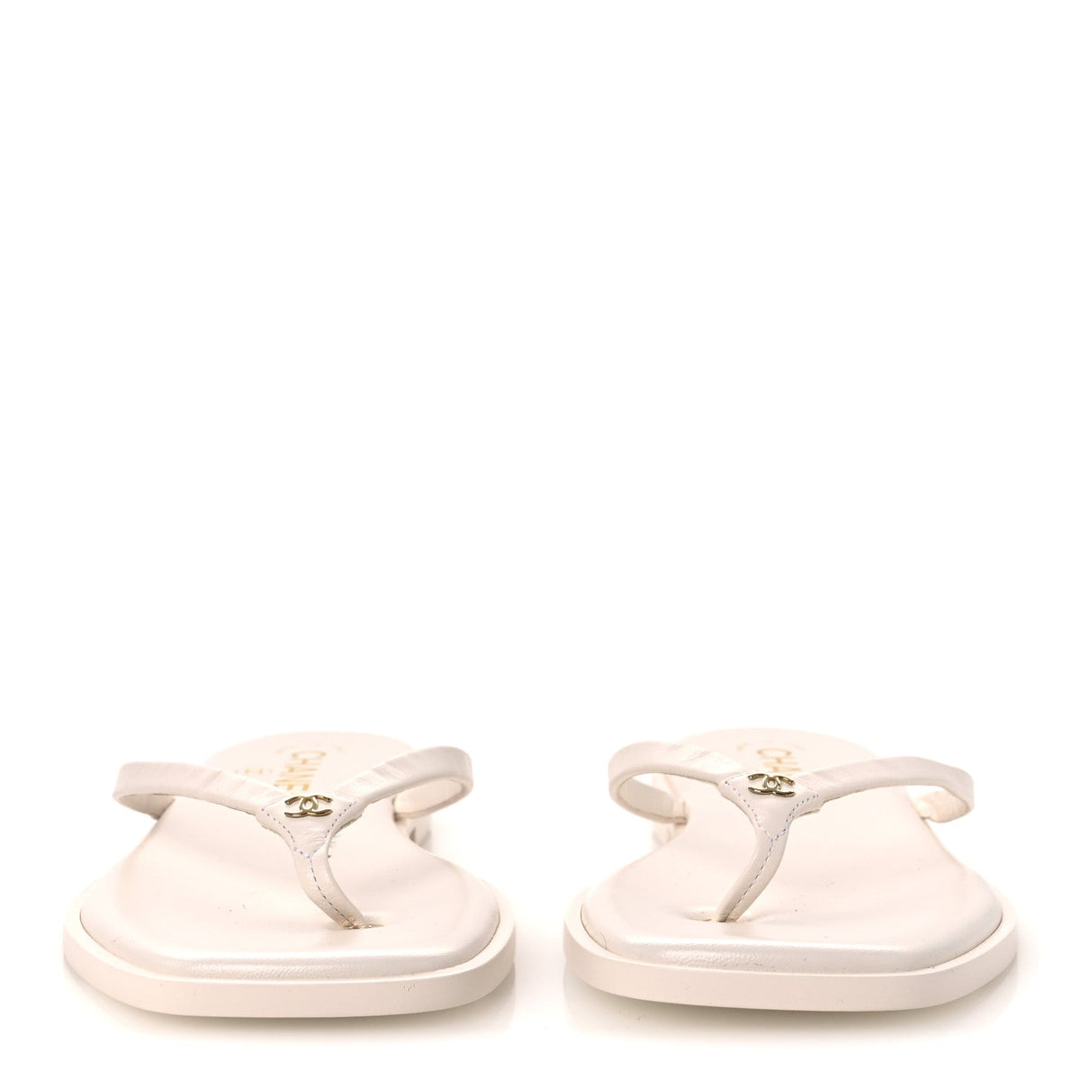 Goatskin CC Times Square Thong Sandals 38 Beige