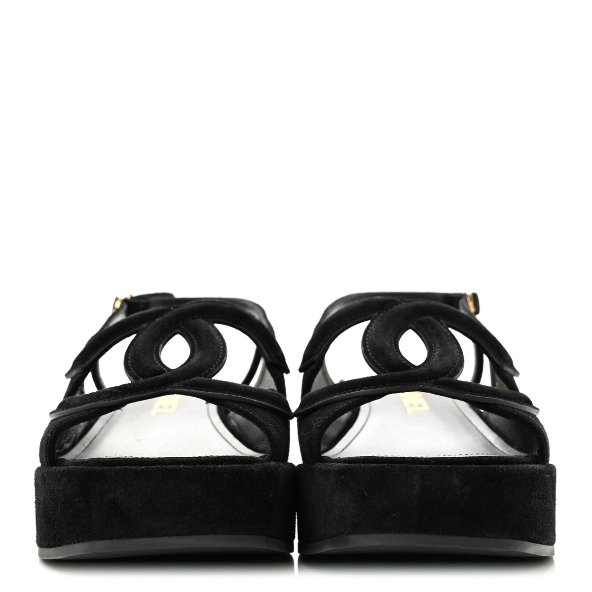 Suede Calfskin Platform CC Sandals 35 Black