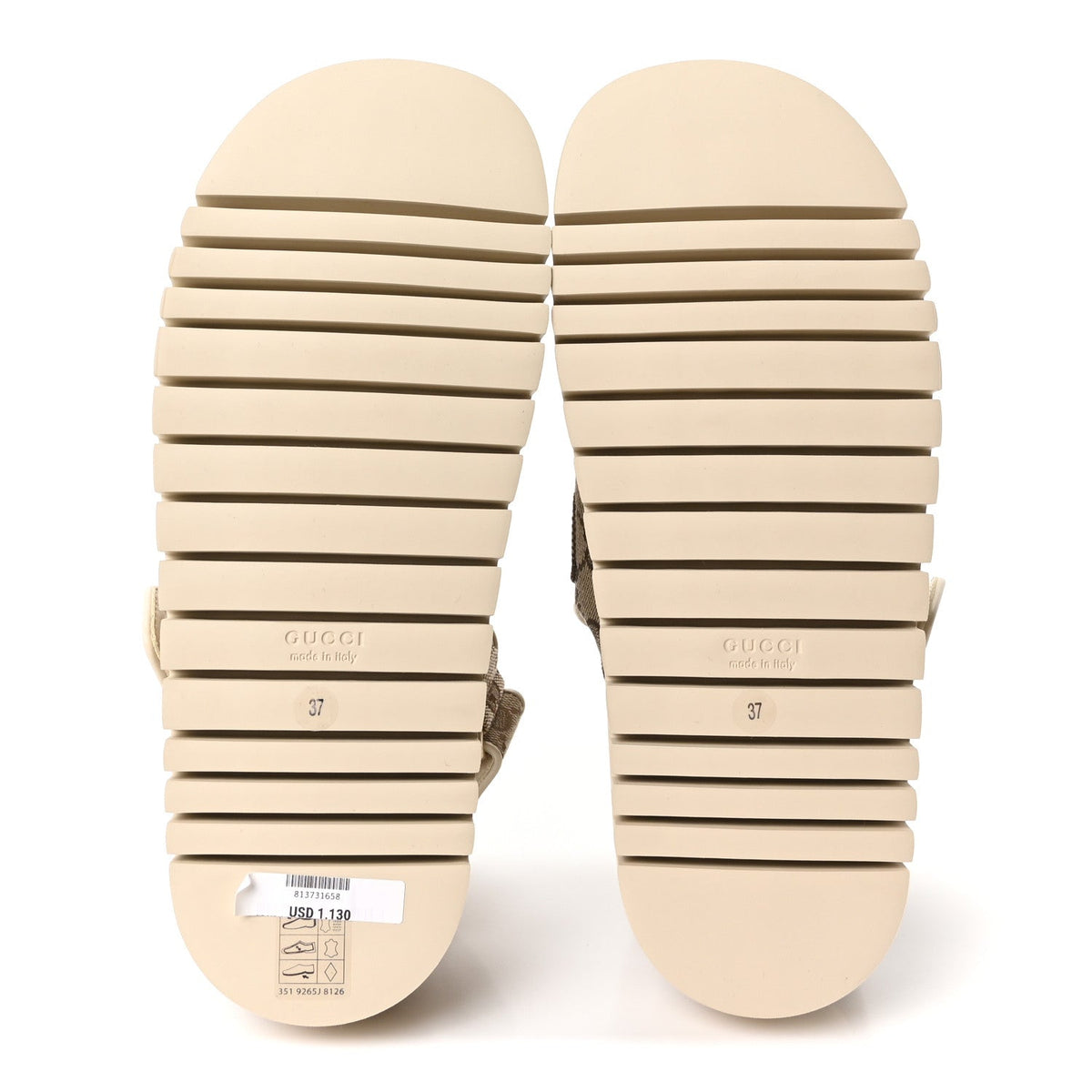 Monogram Kid Scamosciato Double G Womens Dad Sandals 37 Beige Ebony New Acero