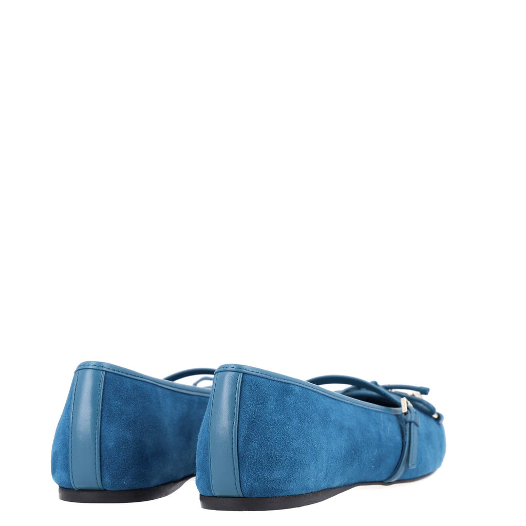 Kid Scamosciato Nappa Camargue Horsebit Ballet Flats 37 Deep Acqua