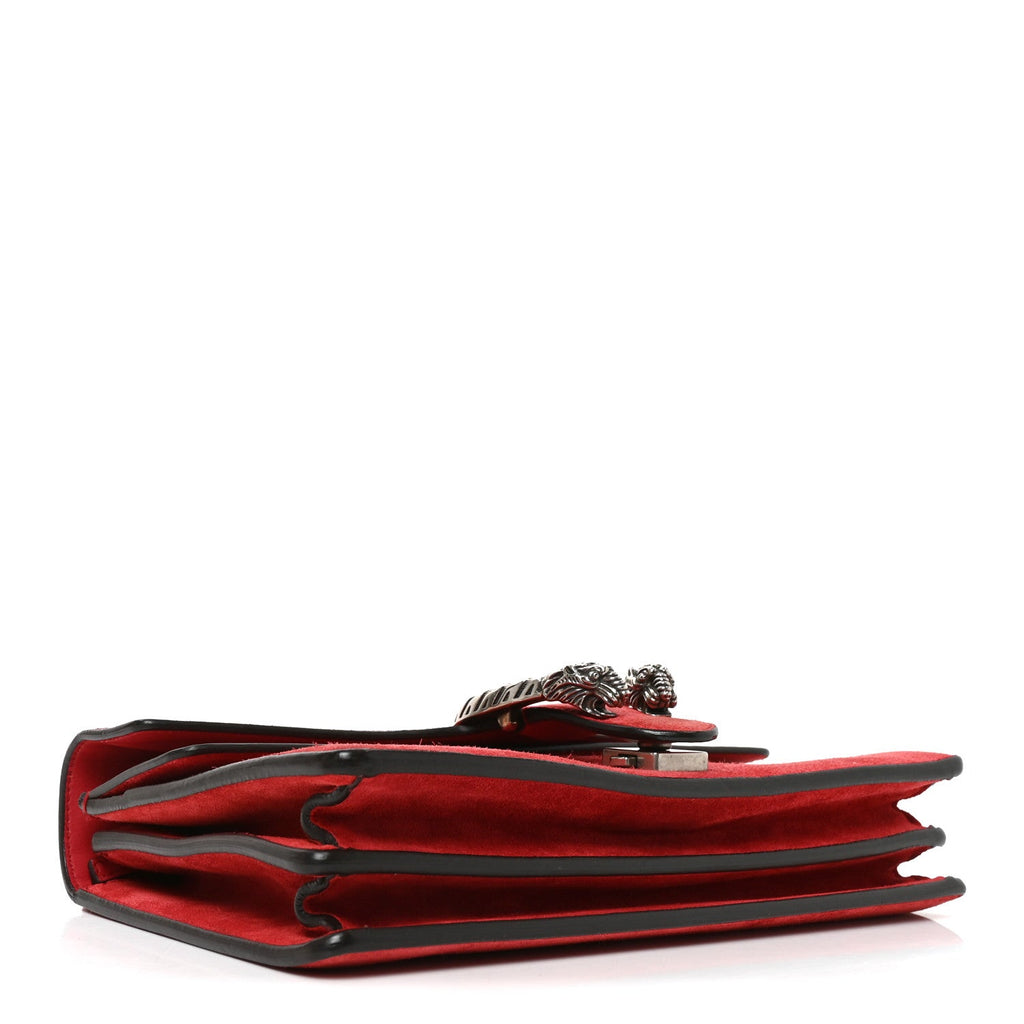 Suede Vitello Velvet Small Dionysus Shoulder Bag Vulcanic Red