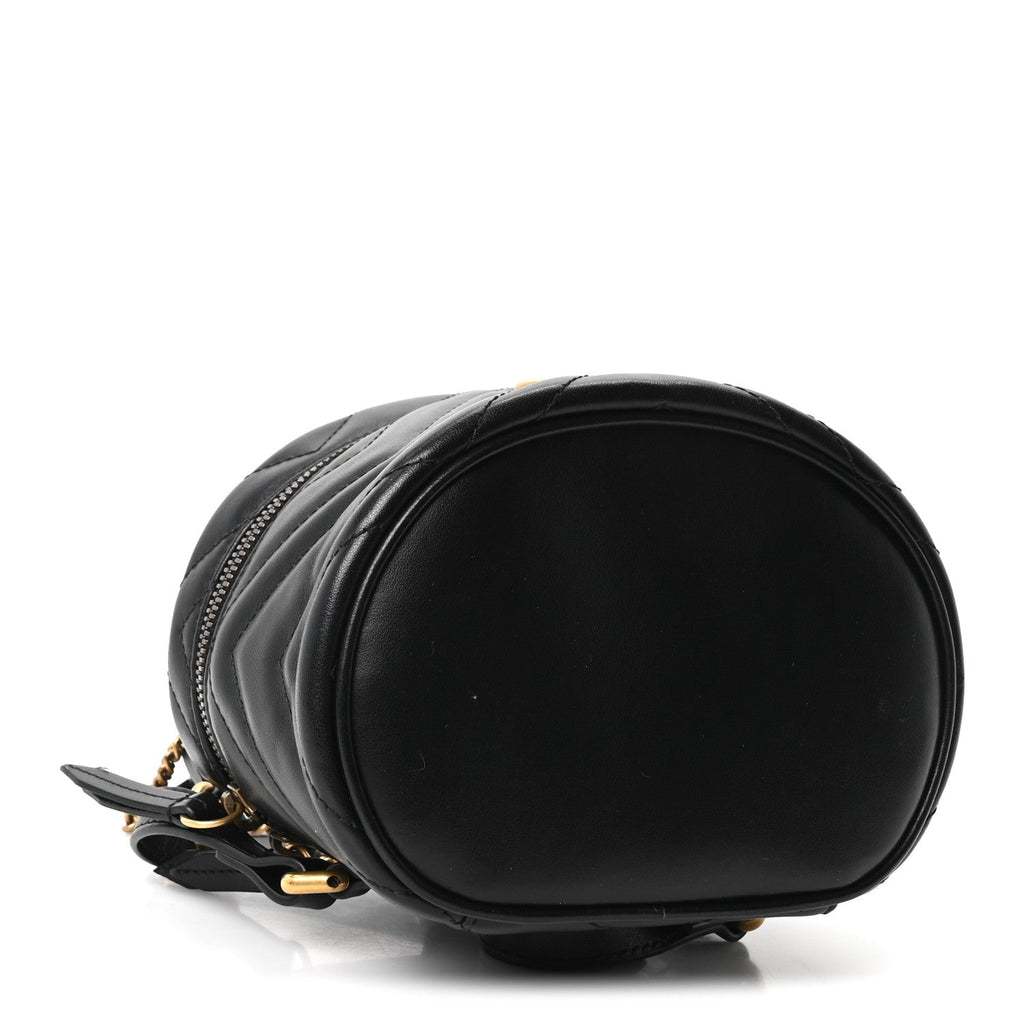Calfskin Matelasse Mini GG Marmont Round Backpack Black