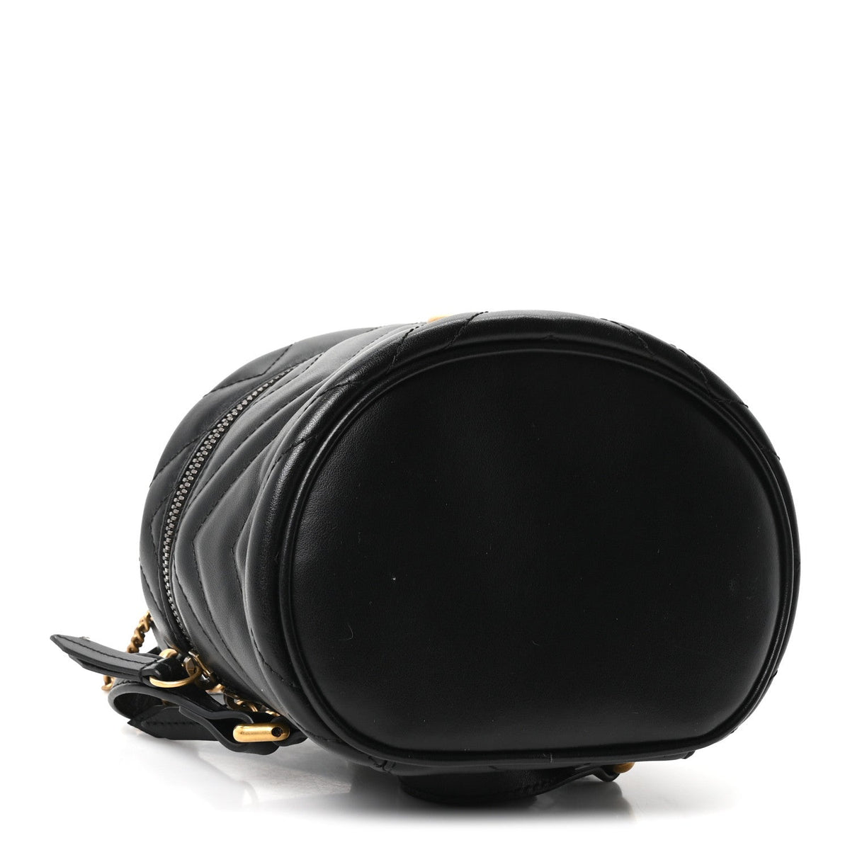Calfskin Matelasse Mini GG Marmont Round Backpack Black