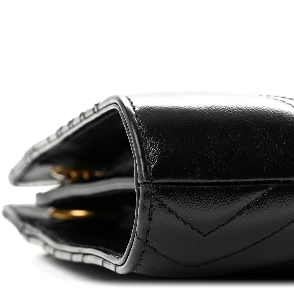 Azalea Calfskin Matelasse Heart Medium GG Marmont Slim Shoulder Bag Black