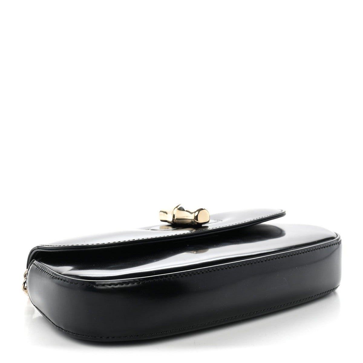 Shiny Calfskin Small Bamboo Night Bag Black