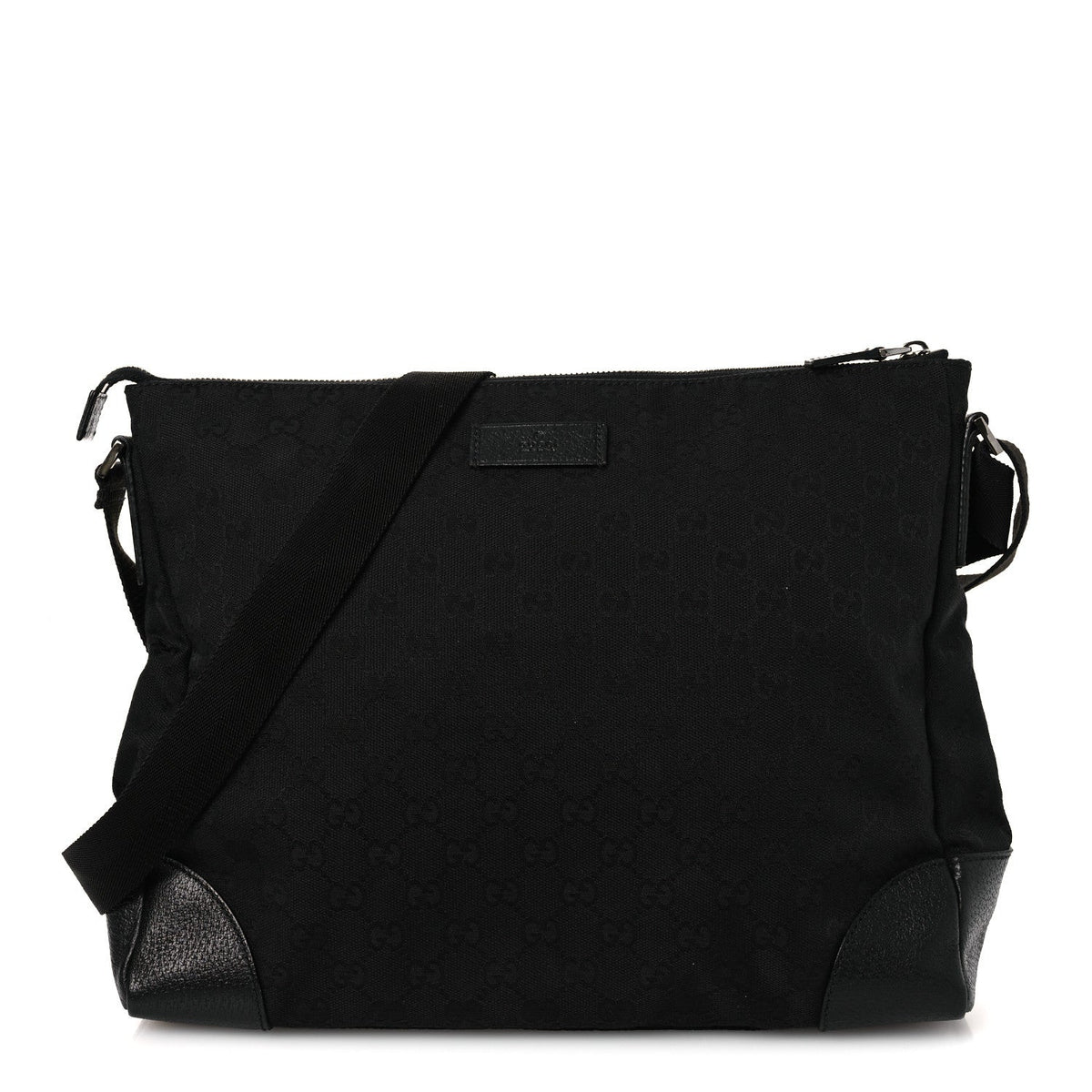 Monogram Flat Messenger Bag Black