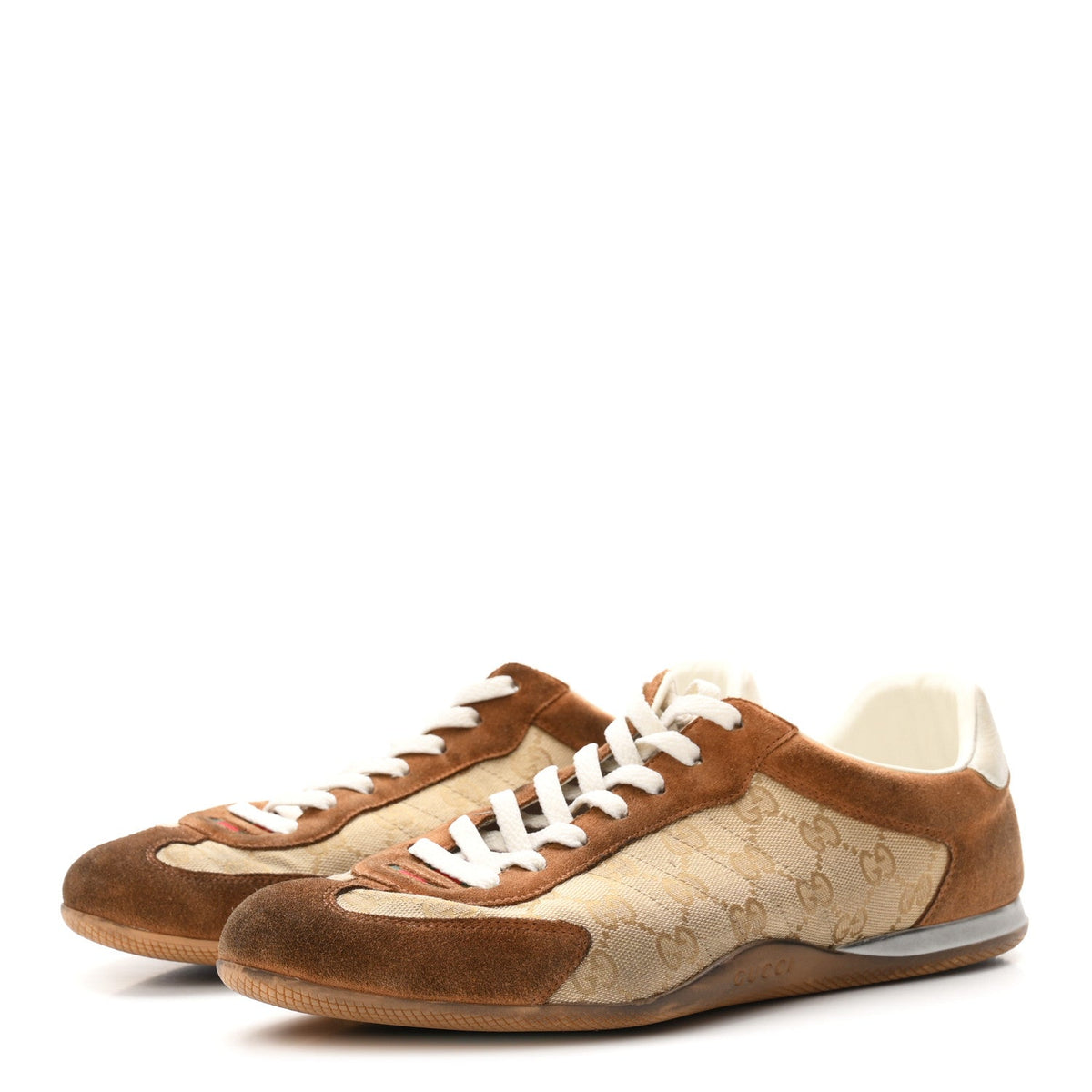 GG Monogram Suede Web Mens Shift Sneakers 10.5 Beige Brown
