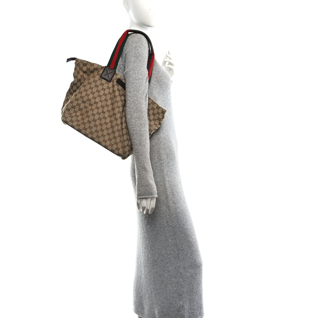 Monogram Large Web Handle Bucket Tote Dark Brown