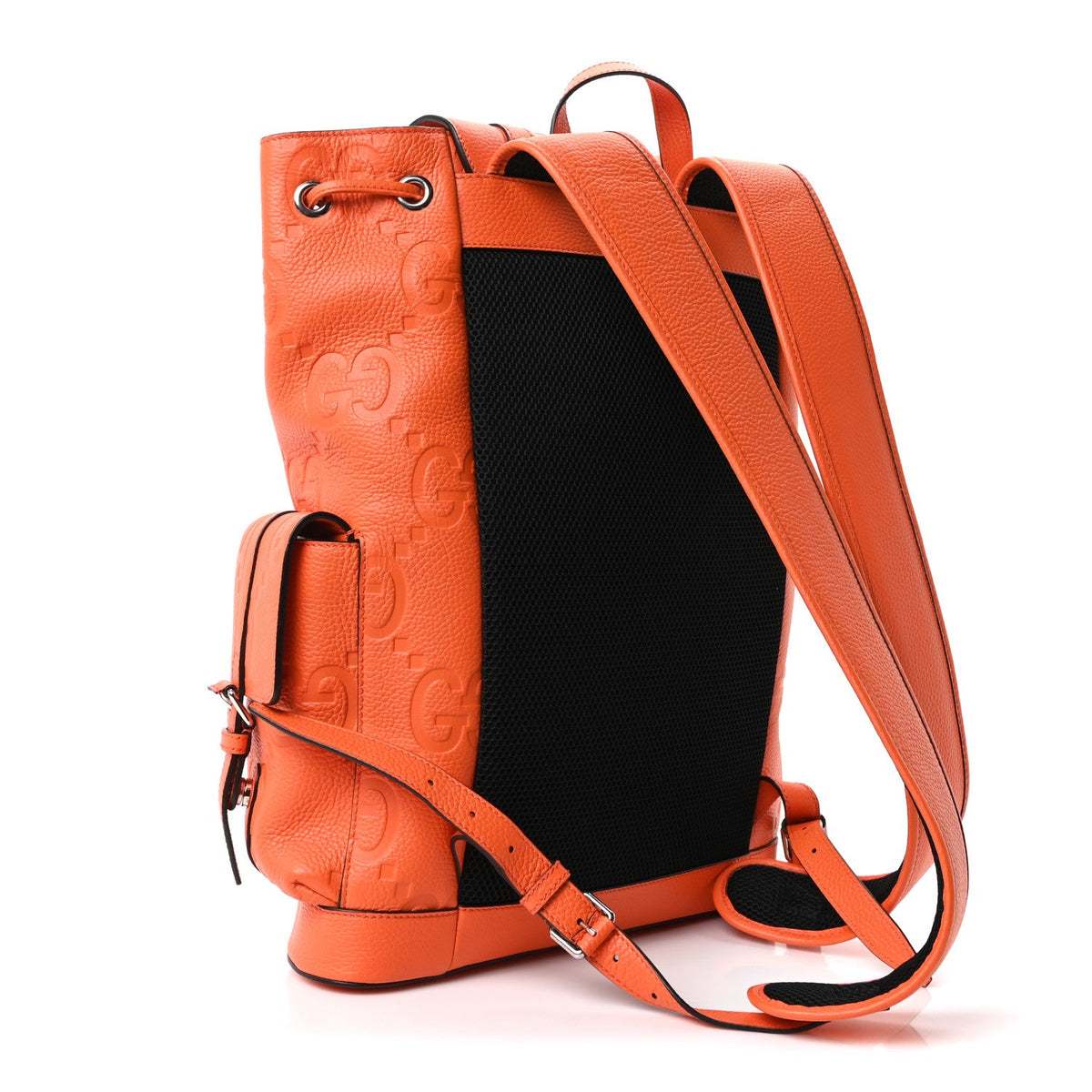 Piuma Calfskin Jumbo GG Embossed Double Buckle Backpack Good Orange