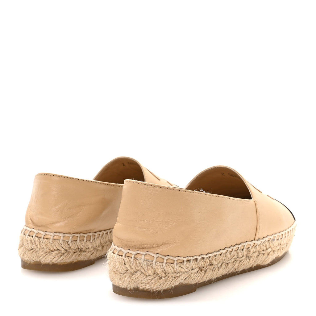 Lambskin CC Espadrilles 36 Beige Black
