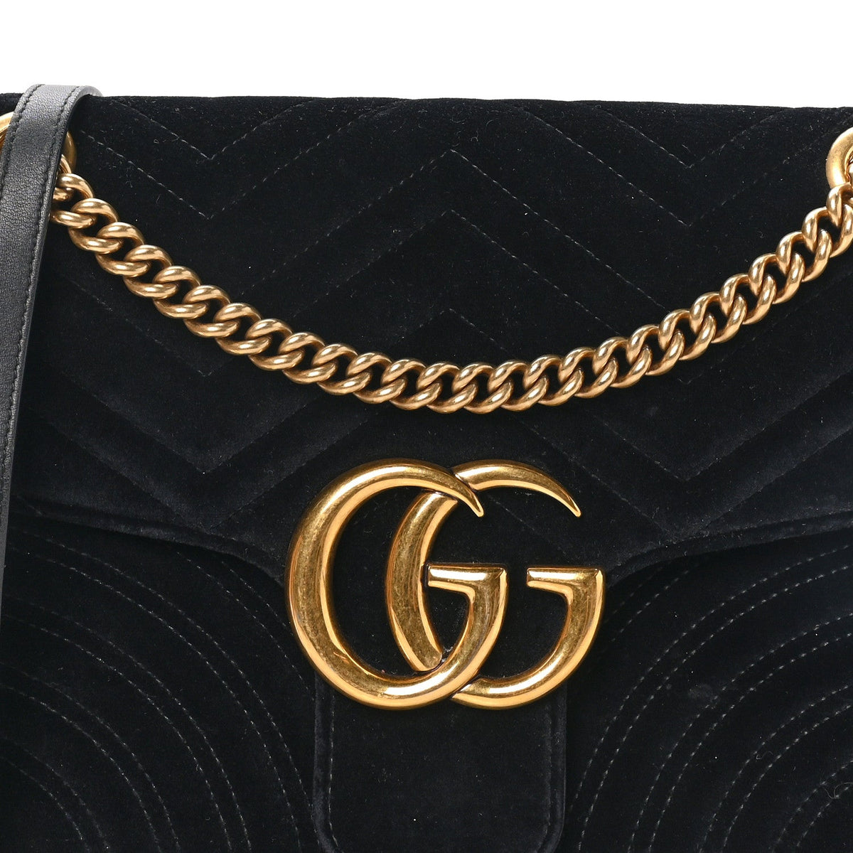 Velvet Matelasse Medium GG Marmont Shoulder Bag Black