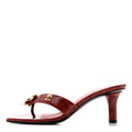 Crocodile Embossed Patent Calfskin Camellia Thong Sandals 36 Burgundy