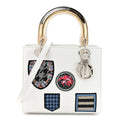 Calfskin Patch Embellished Medium Lady Dior White