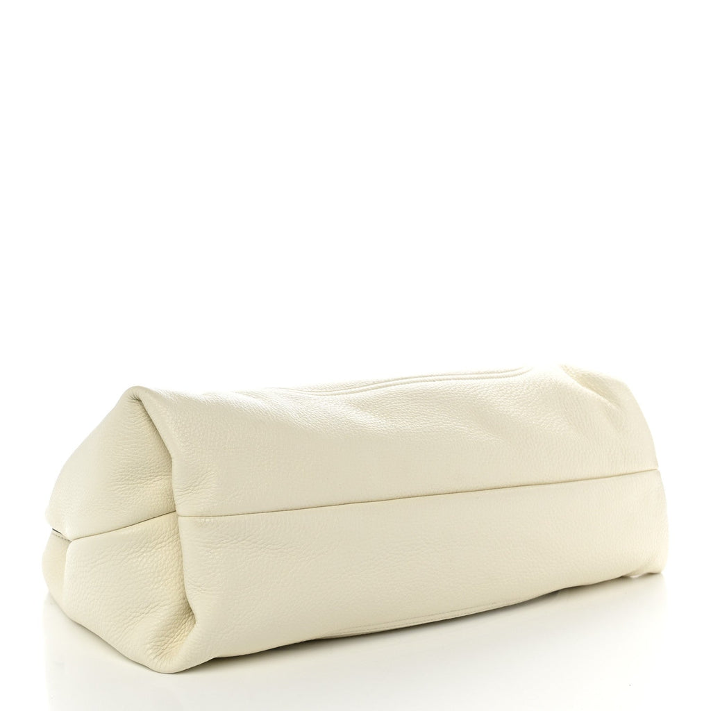 Grained Calfskin Softbit Maxi Shoulder Bag Dusty White