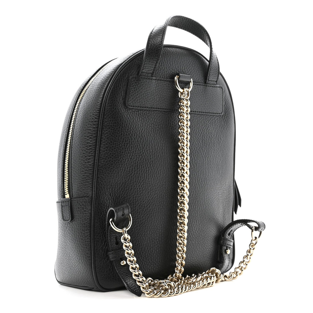 Pebbled Calfskin Soho Chain Backpack Black