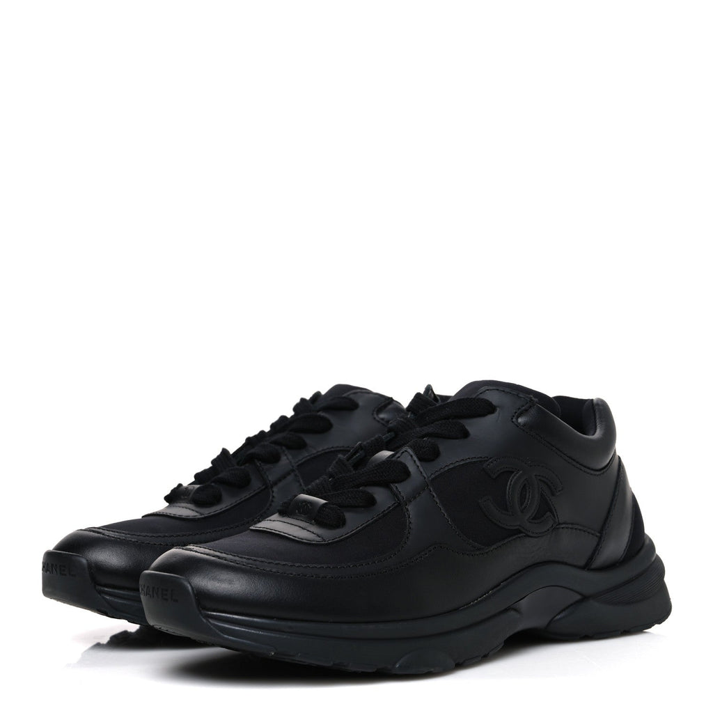 Lambskin Fabric CC Sneakers 36.5 Black