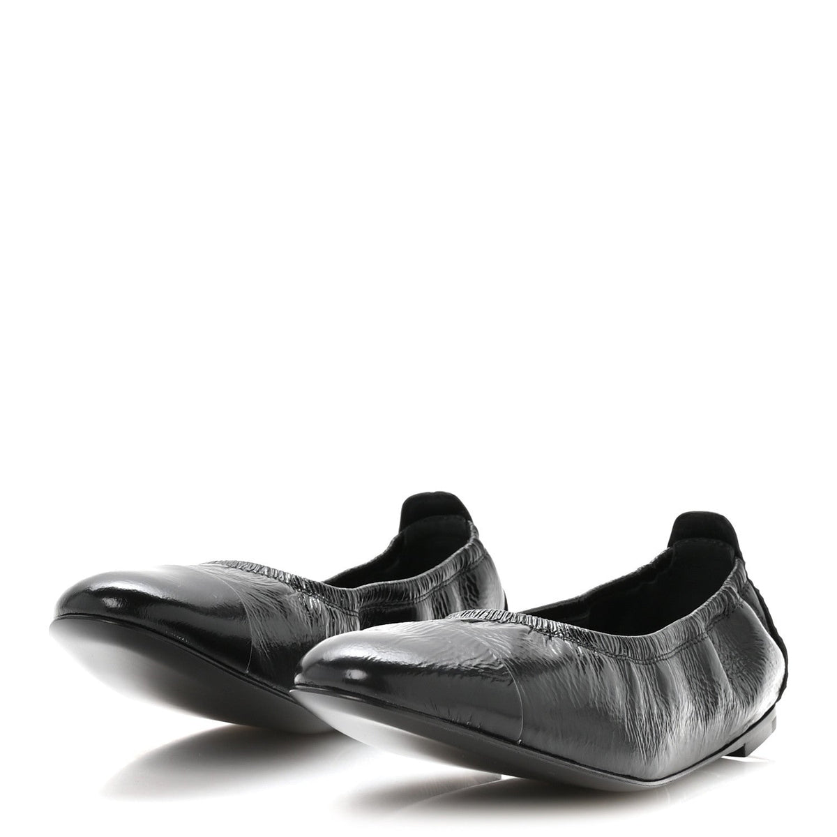 Lambskin Shiny Goatskin Calfskin Ballerina Flats 39.5 Black