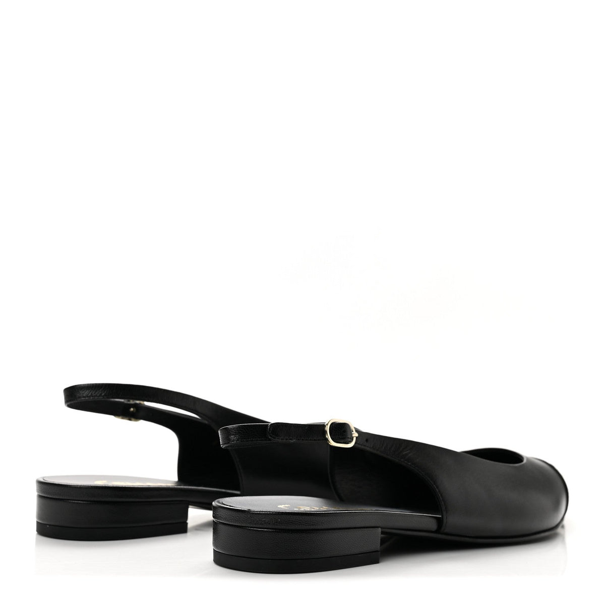 Goatskin Grosgrain Pointed Toe CC Slingback Flats 39 Black