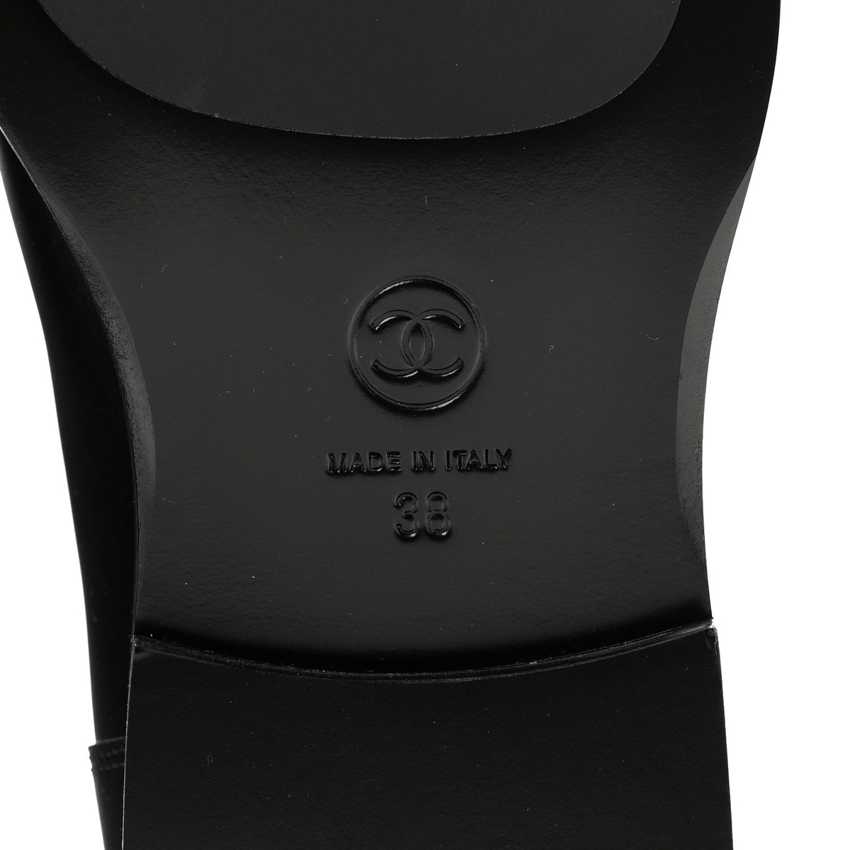 Calfskin CC Buckle High Boots 38 Black
