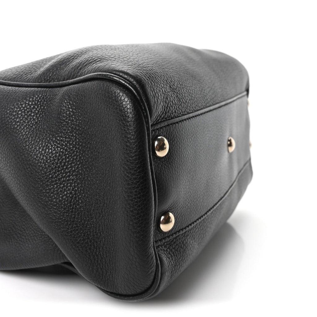Calfskin Small Bamboo Shopper Tote Black