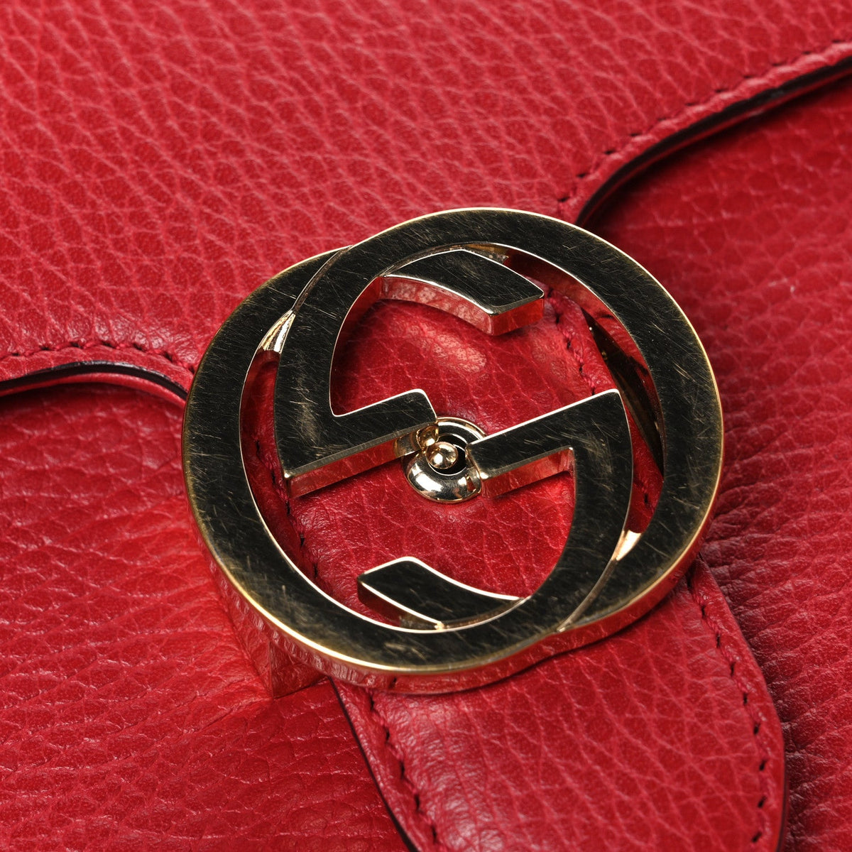 Dollar Calfskin Small Interlocking G Shoulder Bag Red
