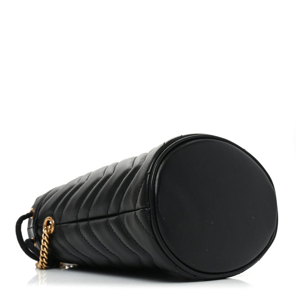 Calfskin Matelasse Mini GG Marmont 2.0 Bucket Bag Black