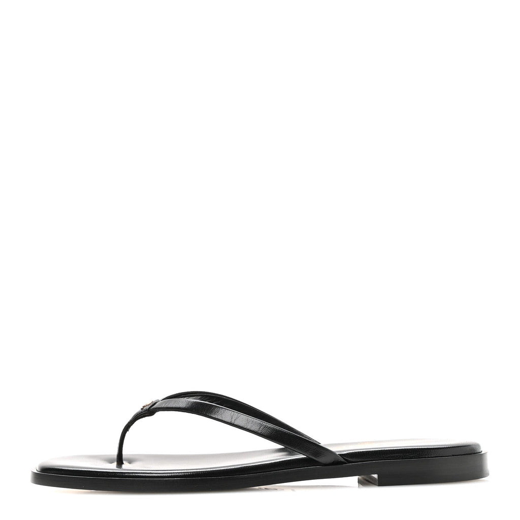 Goatskin Times Square Thong Sandals 39.5 Black