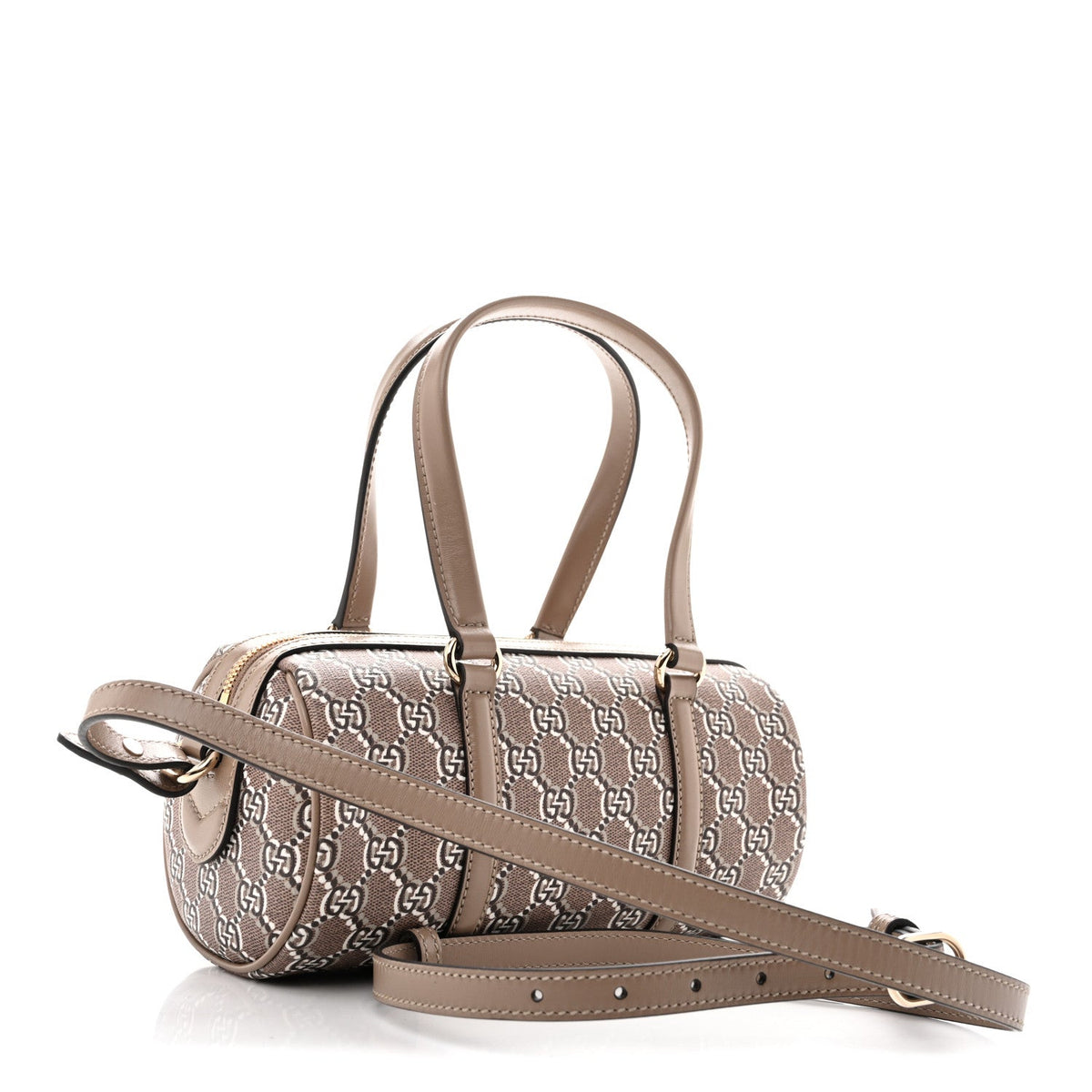 GG Shadow Monogram Top Handle Bowler Bag Rocky Ebony Grey White Rocky