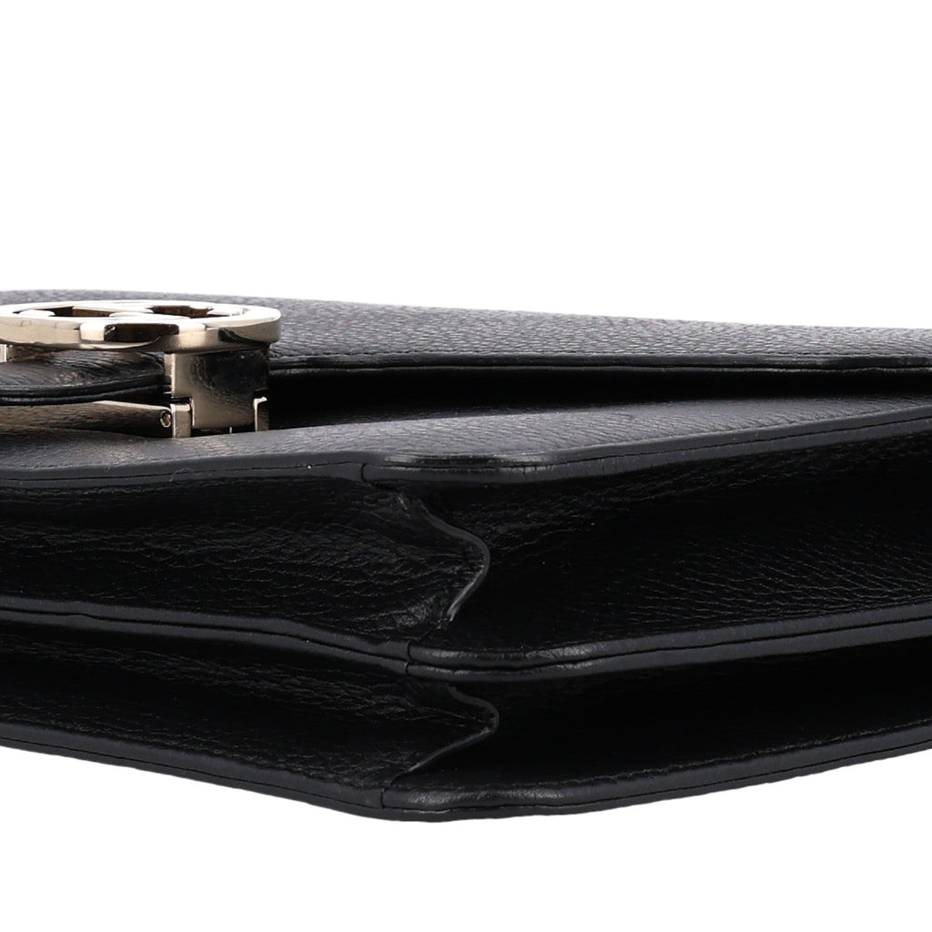 Dollar Calfskin Interlocking G Shoulder Bag Black