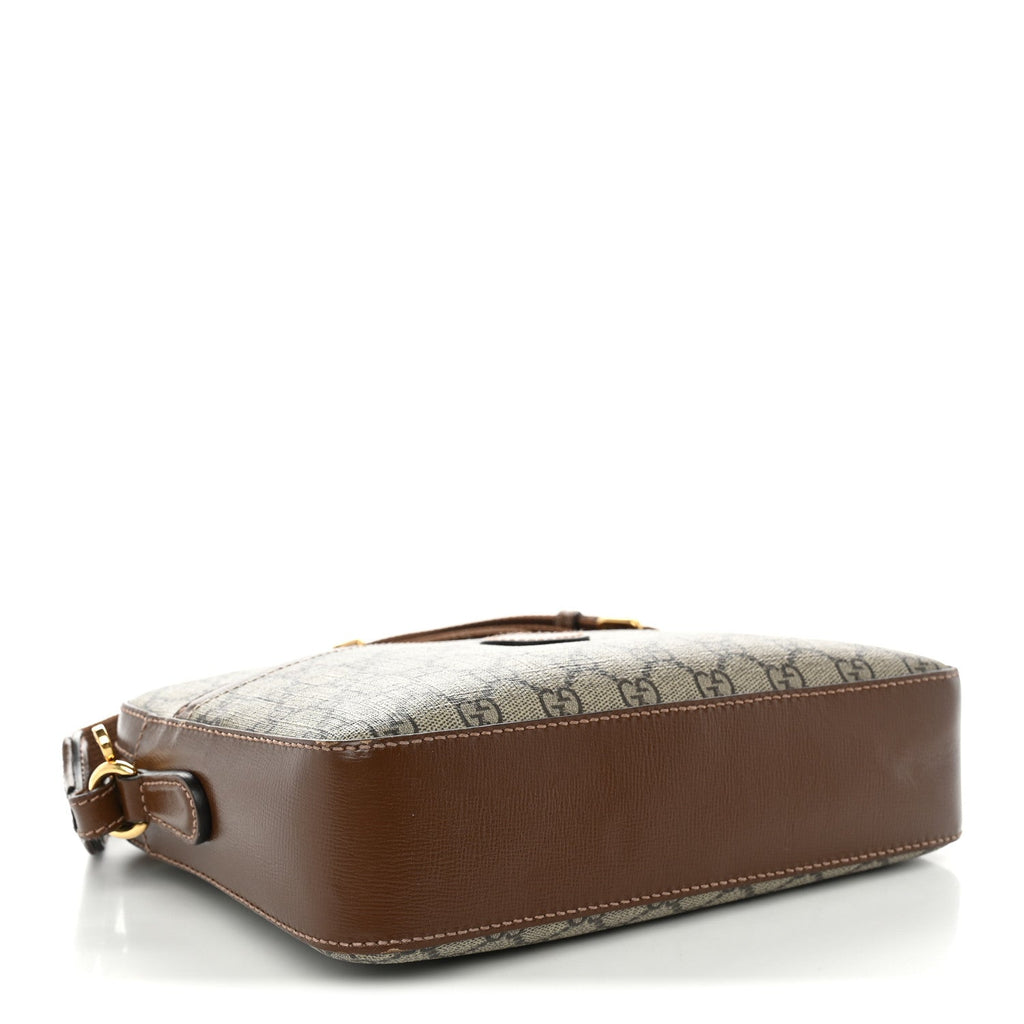GG Supreme Monogram Azalea Calfskin Retro Interlocking G Messenger Shoulder Bag Beige Ebony Brown Sugar