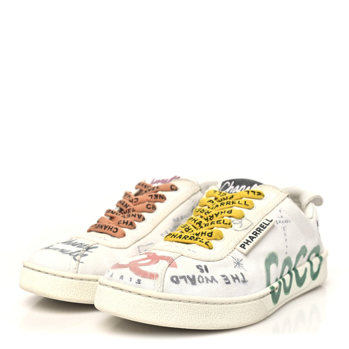 x Pharrell Williams Canvas Womens Sneakers 37 White Multicolor