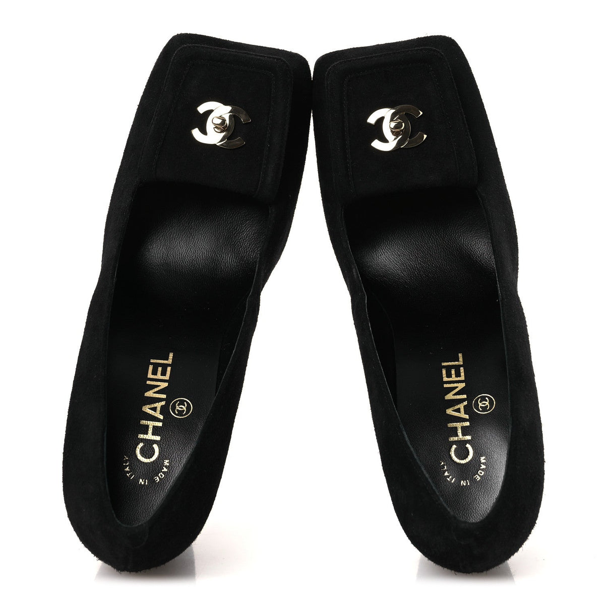 Lambskin Turnlock CC Pumps 38 Black Ivory