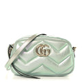 Iridescent Nappa Chevron Matelasse Small GG Marmont Chain Shoulder Bag Iridescent Salvy Green