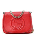 Pebbled Calfskin Small Soho Flap Crossbody Red