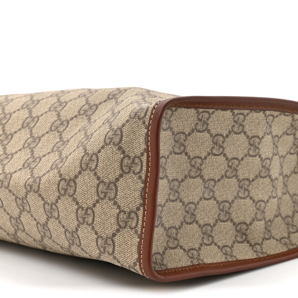 GG Plus Monogram Small Signature Web Loop Vertical Tote Light Brown