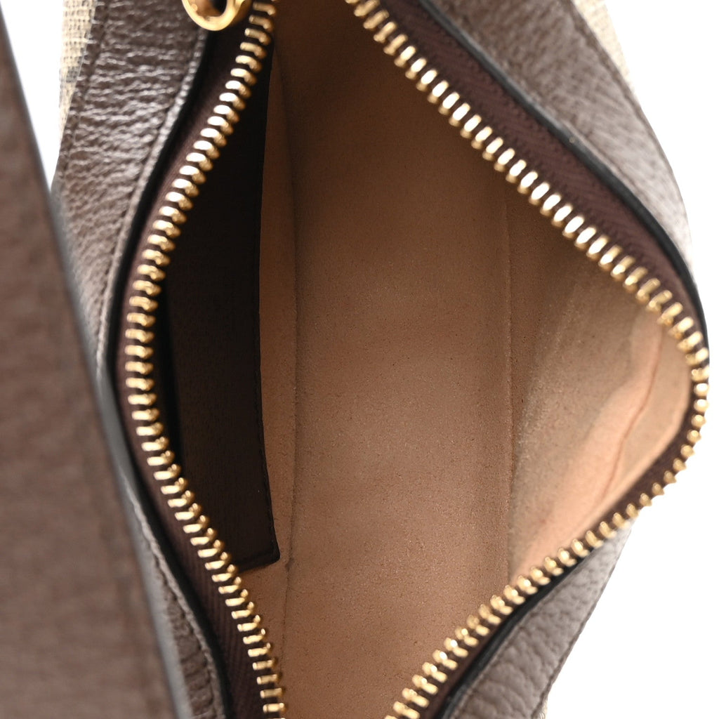 GG Supreme Monogram Textured Calfskin Web Mini Ophidia Half Moon Hobo Beige Ebony New Acero