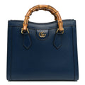Textured Dollar Calfskin Web Small Diana Tote Bag Royal Crop