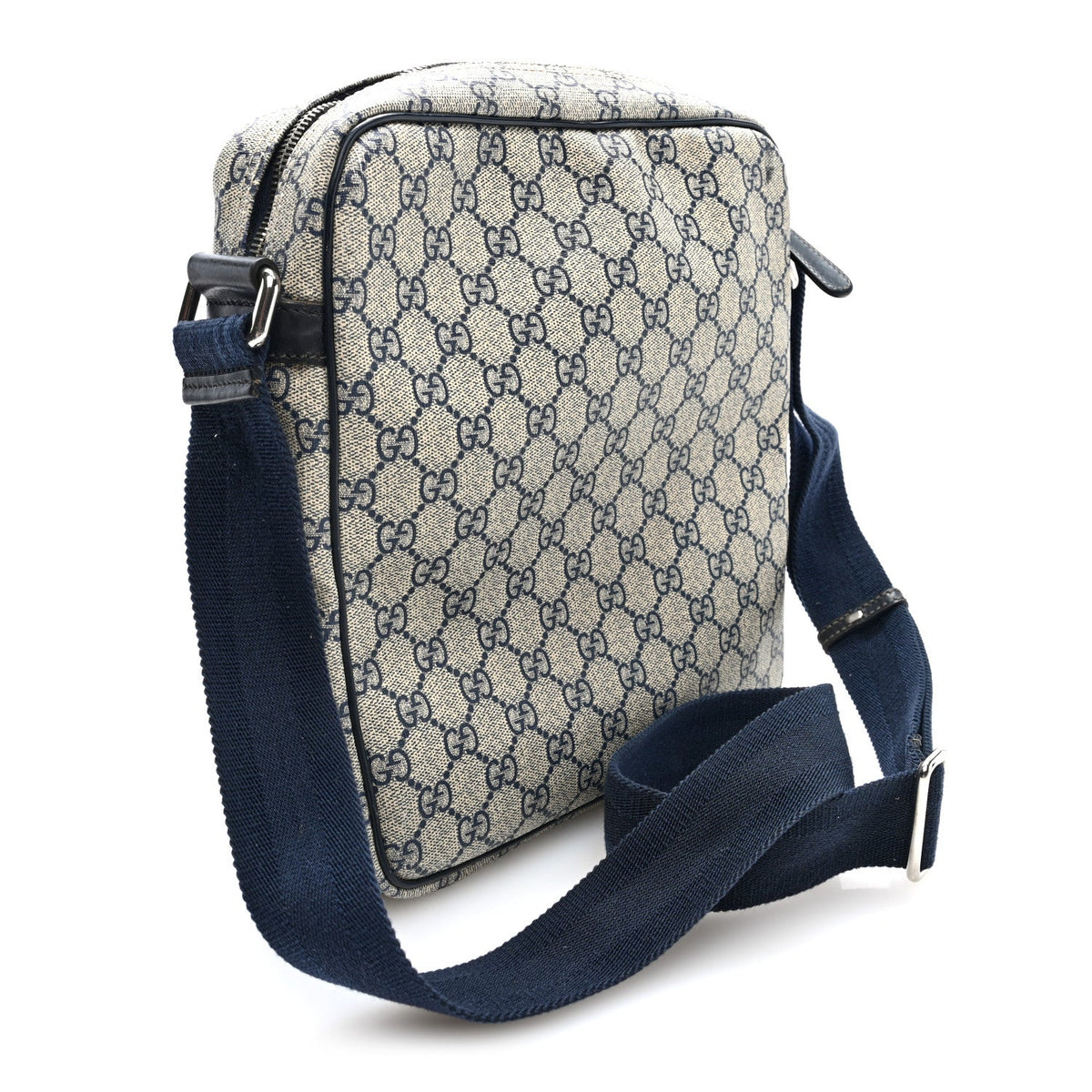 GG Plus Monogram Selleria Calfskin Medium Messenger Bag Beige Blue