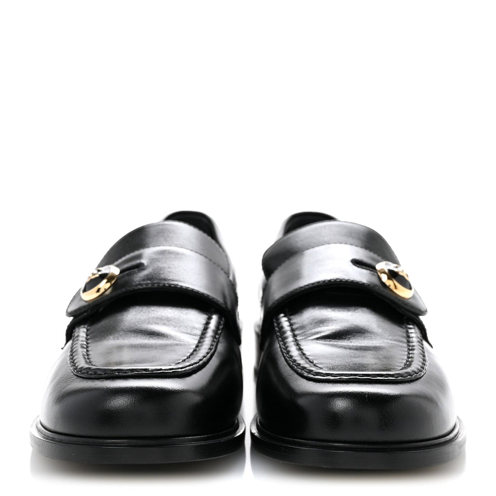 Shiny Calfskin CC Mocassin Loafers 39 Black
