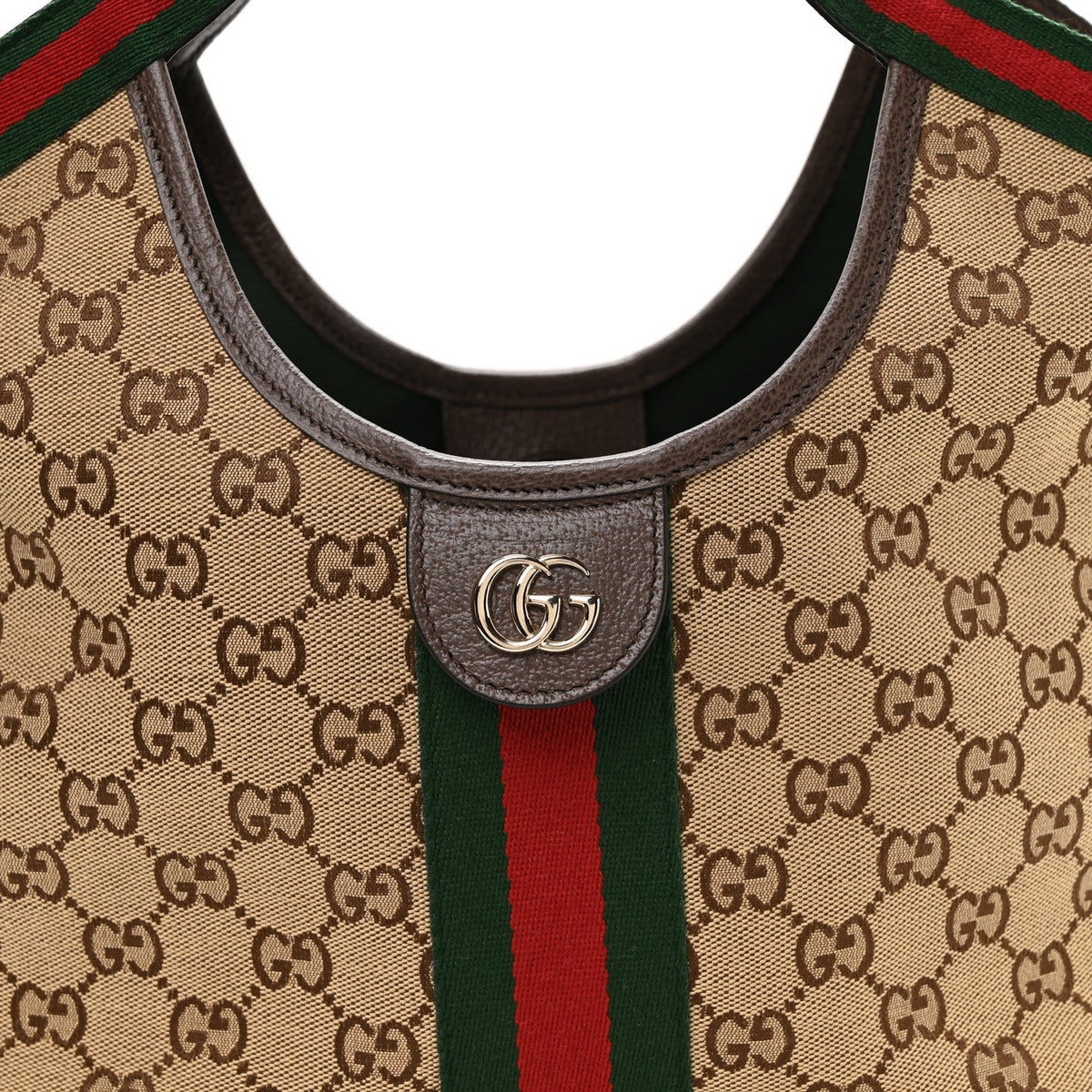 Monogram Web Small Giglio Tote Beige Dark Brown