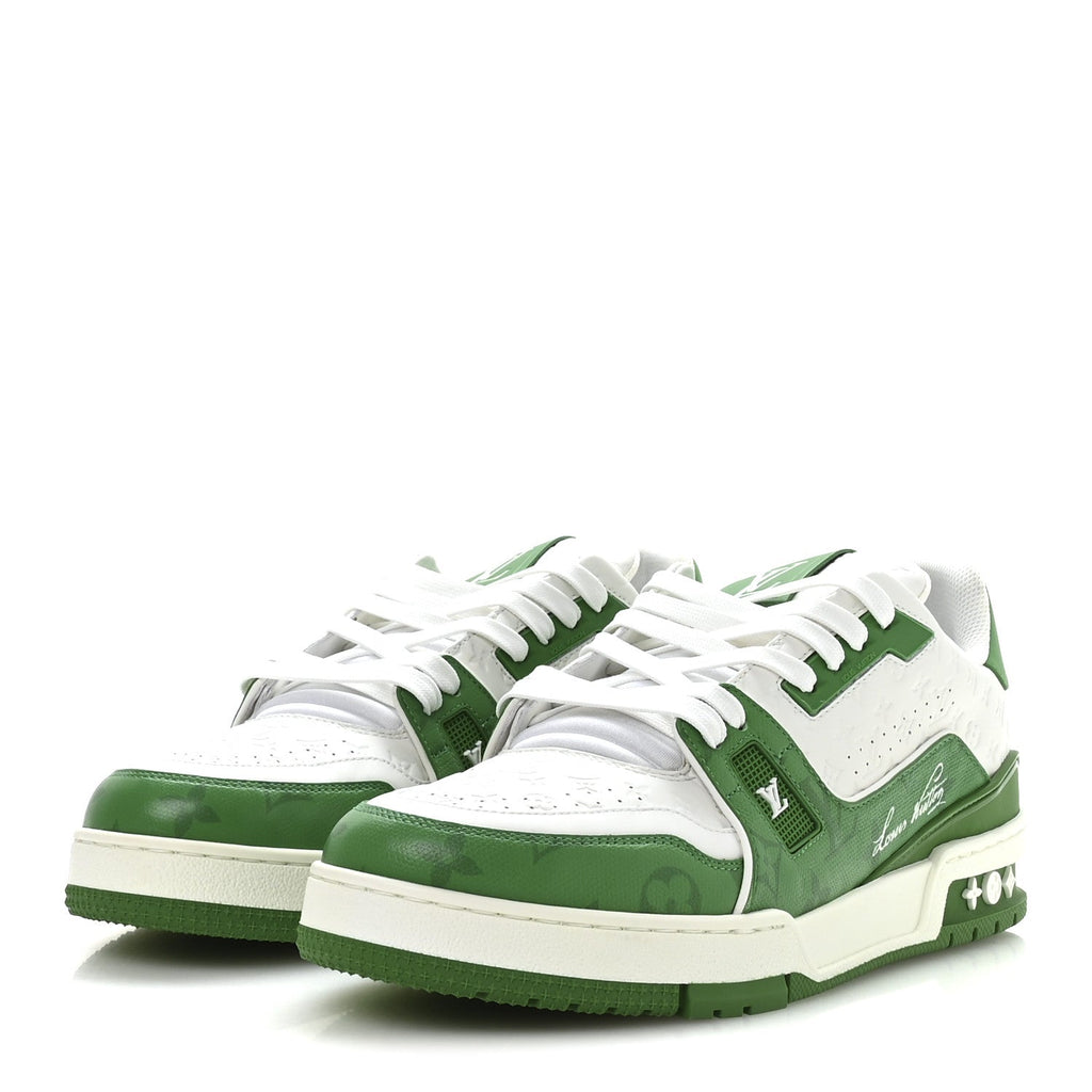 Calfskin Monogram Mens LV Trainer Sneakers 8.5 Green