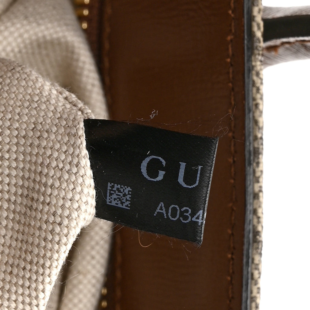 GG Supreme Monogram Azalea Calfskin Small Retro Interlocking G Tote Bag Beige Ebony Brown Sugar