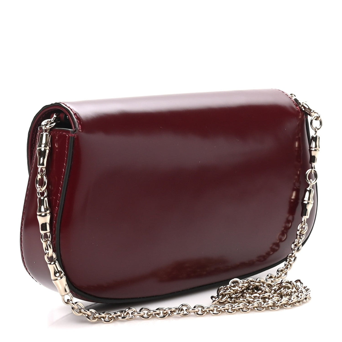 Shiny Calfskin Small Bamboo Night Bag Rosso Ancora