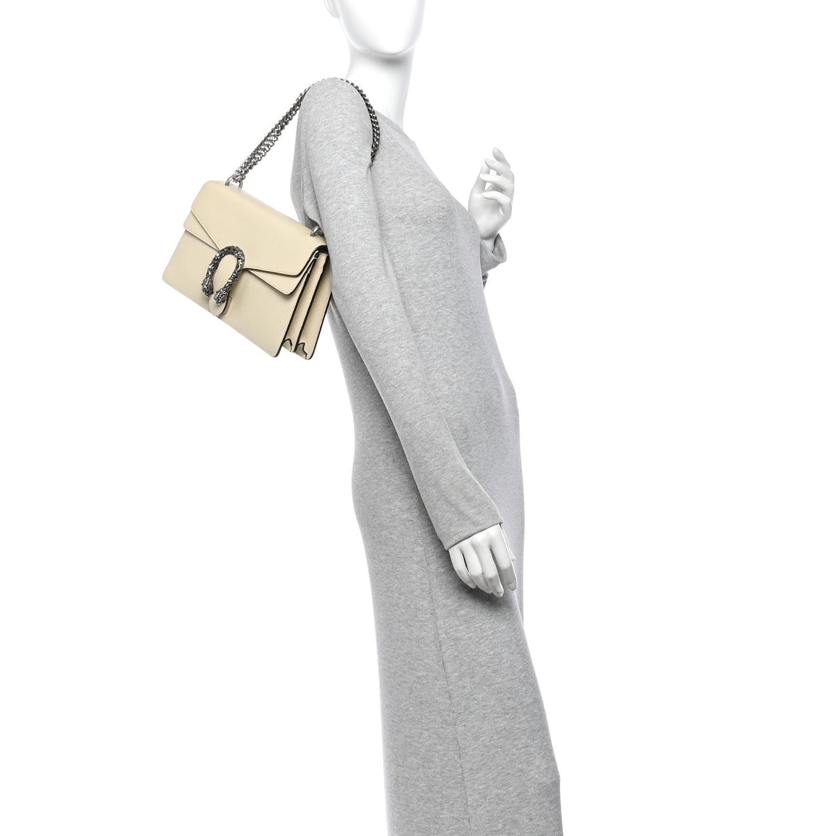 Textured Calfskin Crystal Small Dionysus Shoulder Bag Mystic White