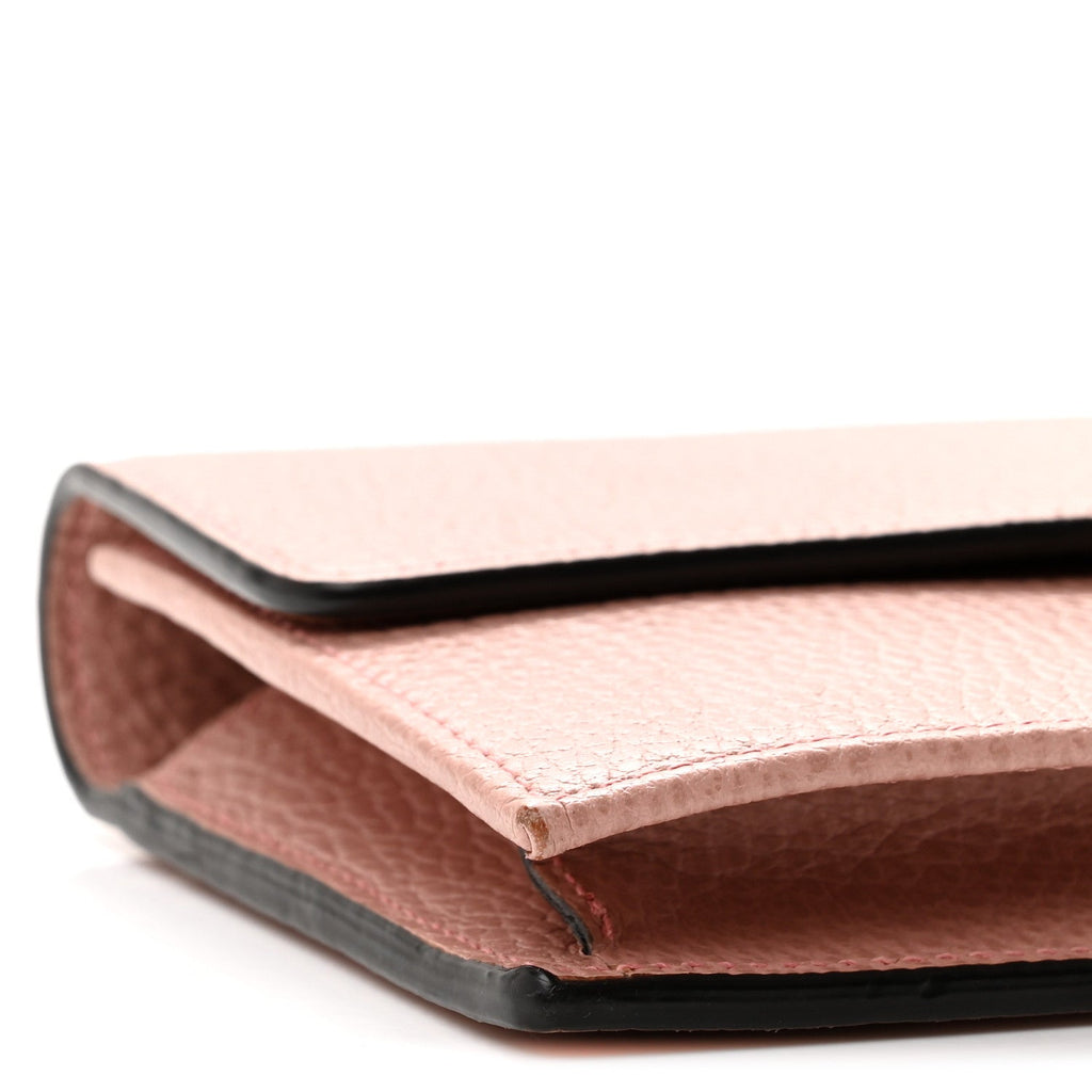 Dollar Calfskin Interlocking G Chain Wallet Soft Pink