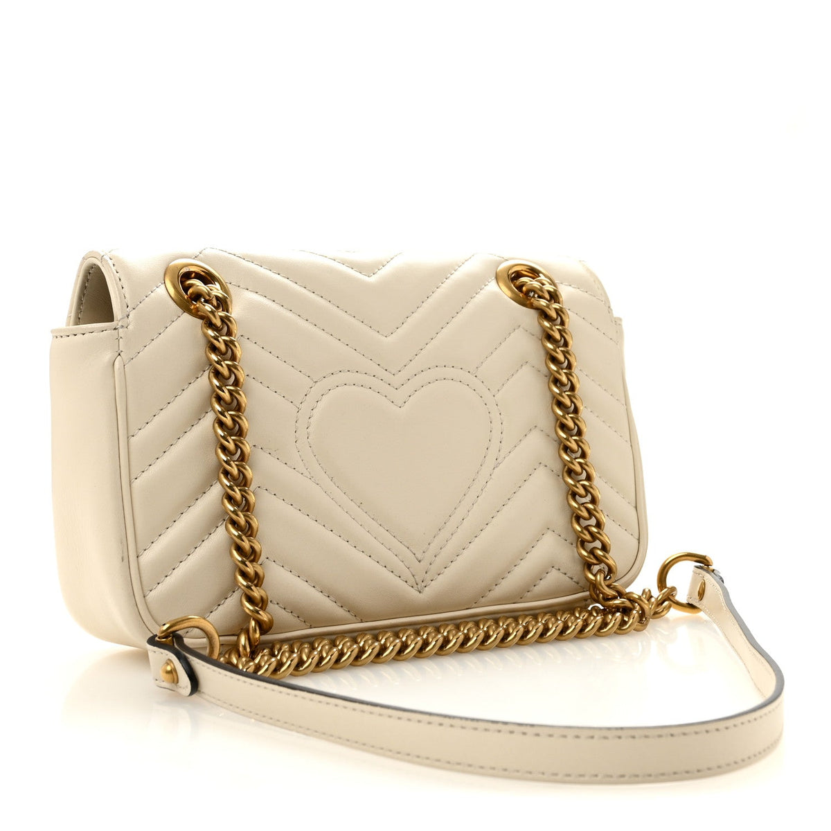 Calfskin Matelasse Mini GG Marmont Shoulder Bag White